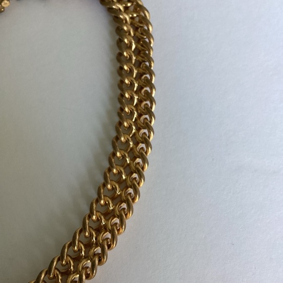 Vintage Monet Gold Tone Chunky Doubled Link Collar Choker Necklace Y2K 80s - Picture 6 of 11